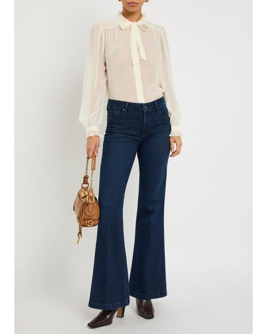 PAIGE White Leya Ruffled Silk-Georgette Blouse