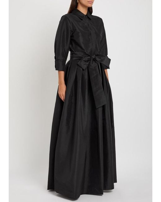 Jonathan Simkhai Black Julip Belted Taffeta Maxi Shirt Dress