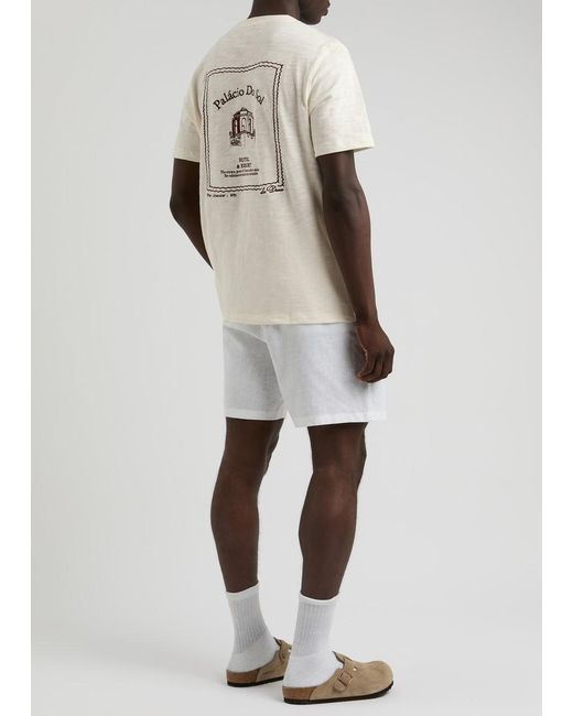 Les Deux White Hotel Embroidered Cotton T-Shirt for men