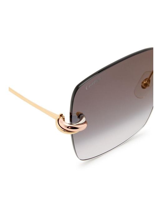 Cartier Metallic Trinity Rimless Square-Frame Sunglasses