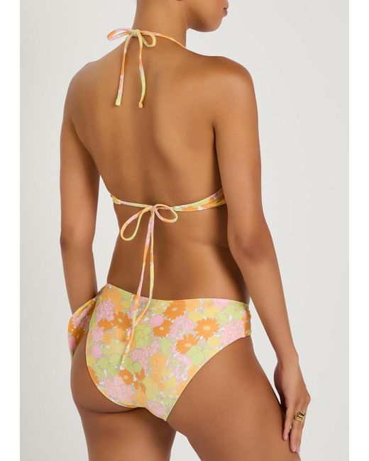 Chloé Metallic Floral-Print Halterneck Bikini Top