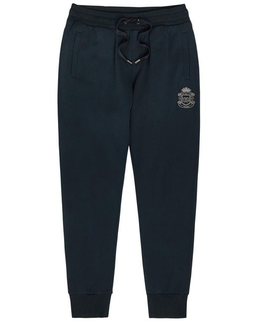 Dolce & Gabbana Blue Logo-Appliquéd Cotton Sweatpants for men