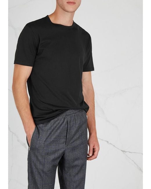 Sunspel Black Cotton T-Shirt for men