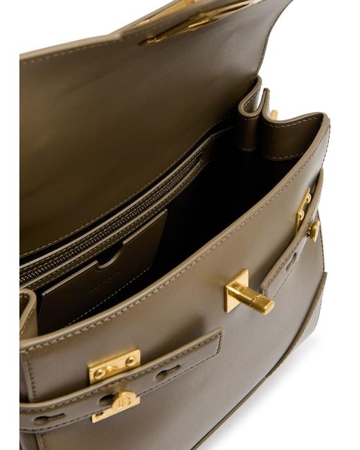 Balmain Brown B-Buzz 23 Leather Top Handle Bag