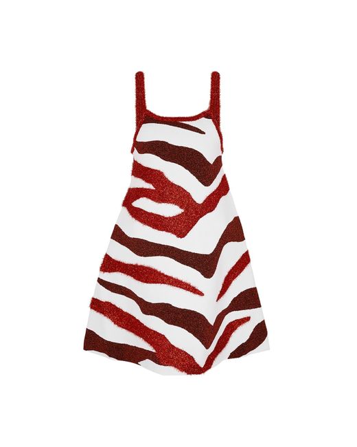 J.W. Anderson Red Zebra-Intarsia Knitted Dress