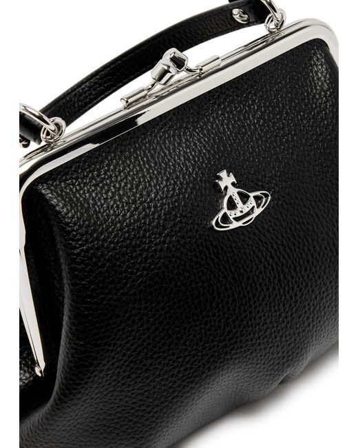 Vivienne Westwood Black Granny Frame Faux Leather Top Handle Bag