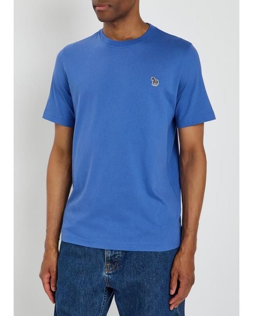 Paul Smith Blue Appliquéd Cotton T-Shirt for men