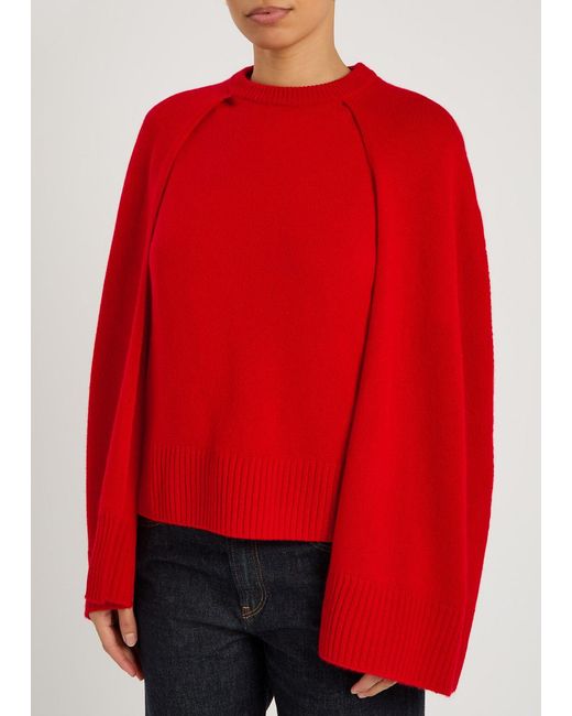 Totême Red Cape-Effect Cashmere Jumper