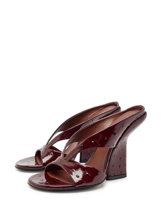 Dries Van Noten Brown 120 Glossed Ostrich Leather Mules