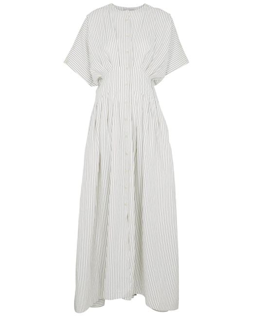 Palmer//Harding White Exhale Striped Twill Maxi Dress