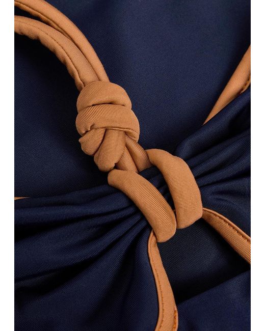Johanna Ortiz Blue Salt And Saddle Halterneck Swimsuit