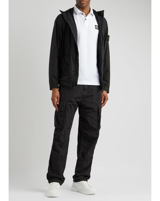 Stone Island White Piqué Cotton Polo Shirt for men