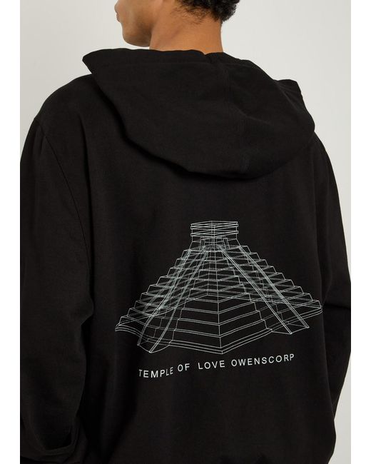 Rick Owens Black Printed Hooded Cotton Sweatshirt for men