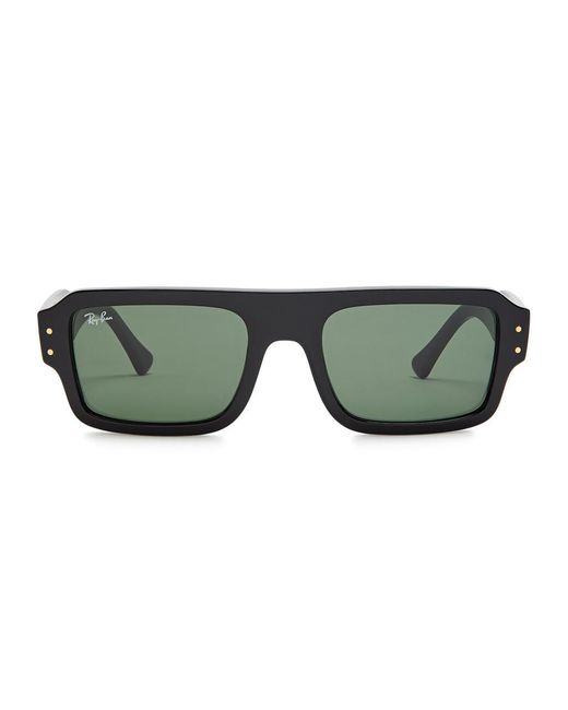 Ray-Ban Black Lukas Rectangle-Frame Sunglasses for men