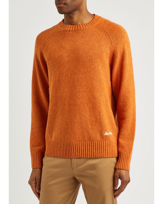 Les Deux Orange Brad Logo-Embroidered Cotton-Blend Jumper for men
