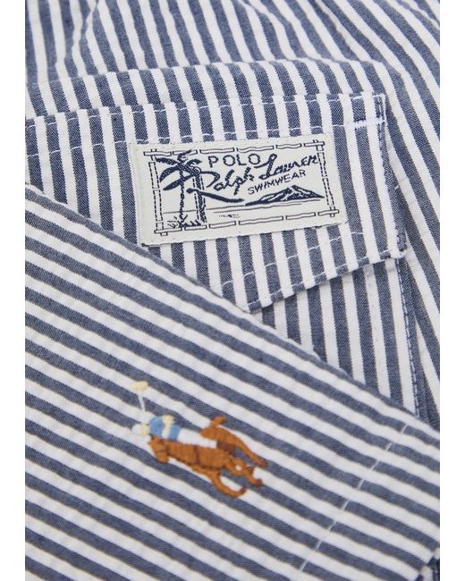 Polo Ralph Lauren Gray Traveller Striped Seersucker Swim Shorts for men