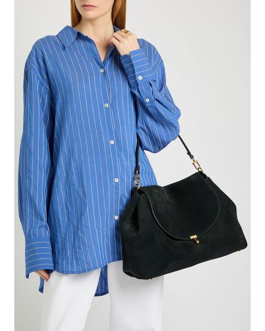 Totême Black T-Lock Suede Top Handle Bag