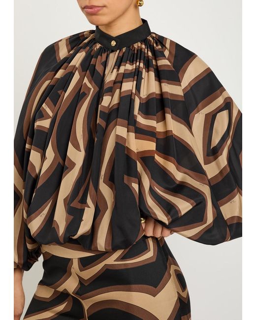 Emilio Pucci Brown Printed Silk Blouse