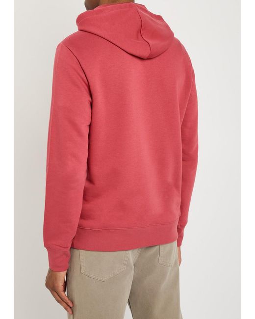 Paul Smith Red Appliquéd Hooded Cotton Sweatshirt for men