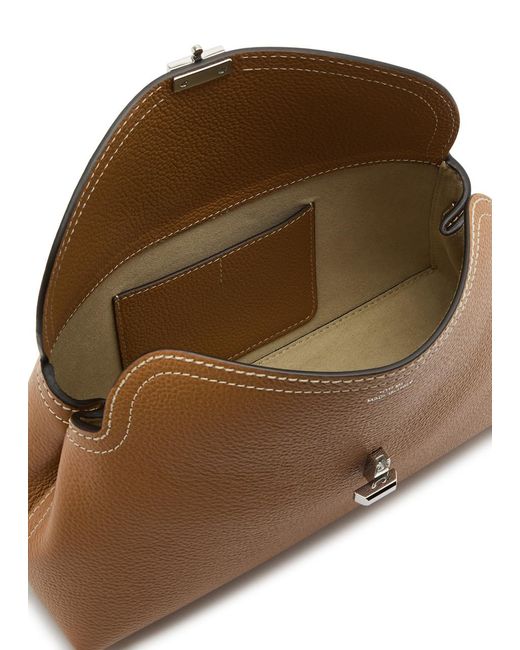 Totême  Brown T-Lock Leather Clutch