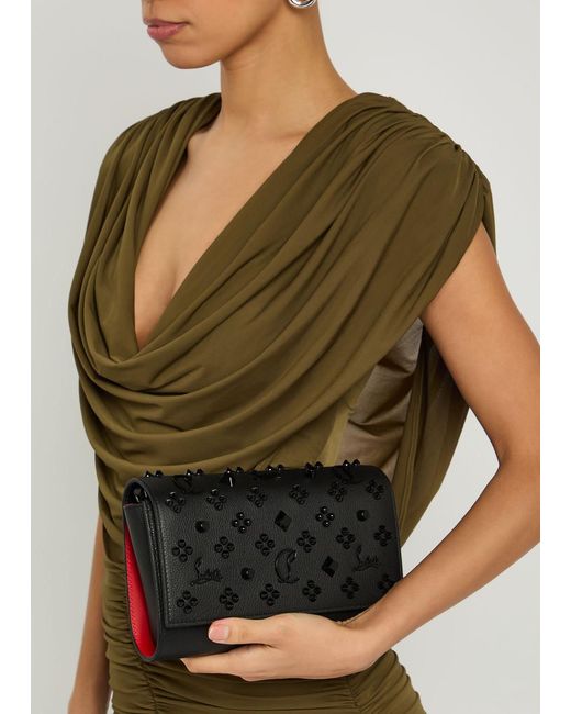 Christian Louboutin Black Paloma Stud-Embellished Leather Clutch