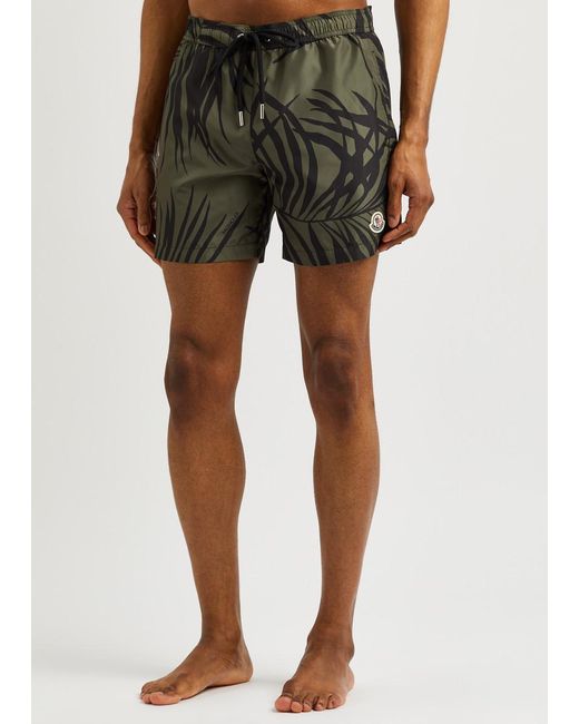 Moncler Gray Printed Shell Swim Shorts for men