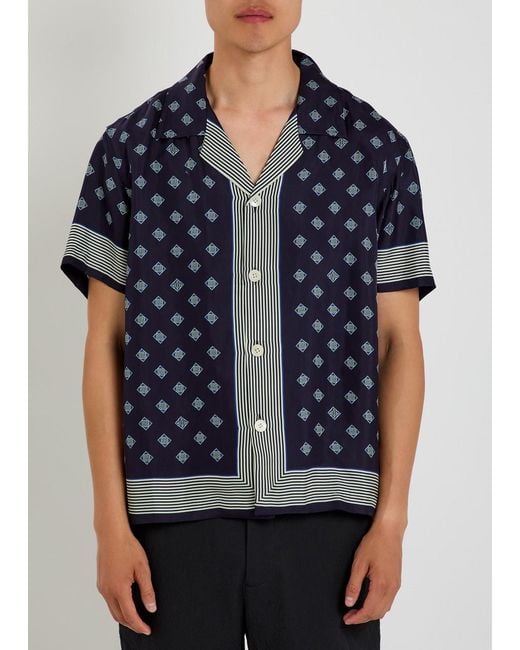 Bode Blue Foyer Printed Silk Shirt for men