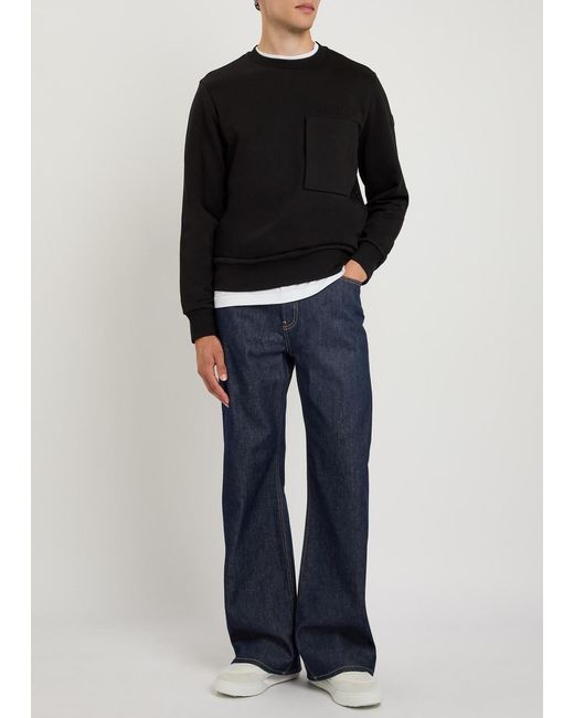 Moncler Black Embossed-Logo Cotton Sweatshirt for men
