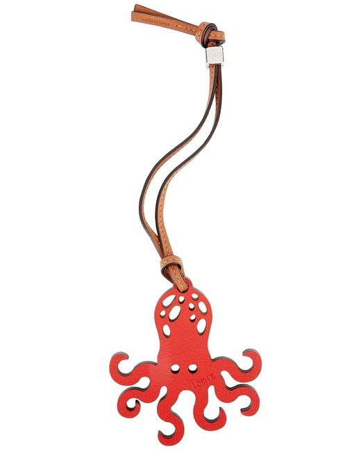 Loewe Red X Paula'S Ibiza Octopus Leather Charm