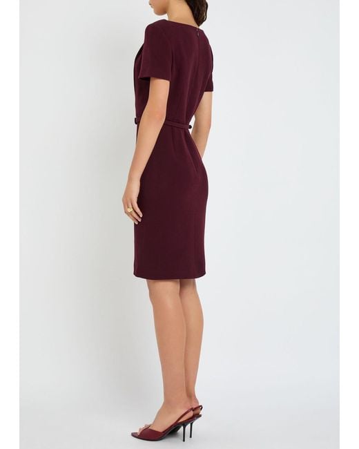 Roland Mouret Purple Belted Wool-Crepe Dress