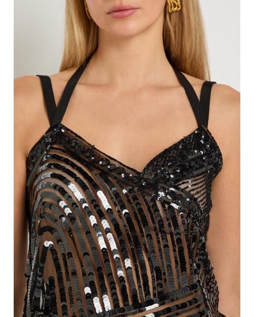 Emilio Pucci Black Sequin-Embellished Tulle Top