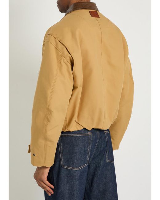 Acne Natural Opada Padded Leather-Trim Cotton Jacket for men