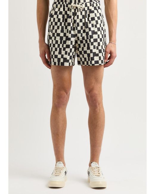 FRAME Black Checked Lyocell-Blend Shorts for men