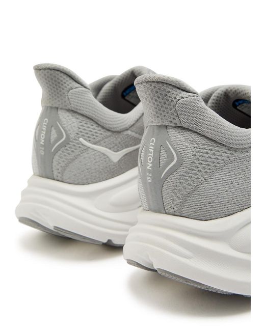 Hoka One One White Clifton 10 Mesh-Knit Sneakers