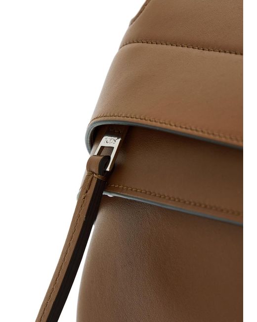 Tod's Brown Wav Monospalla Piccola Leather Tote Bag