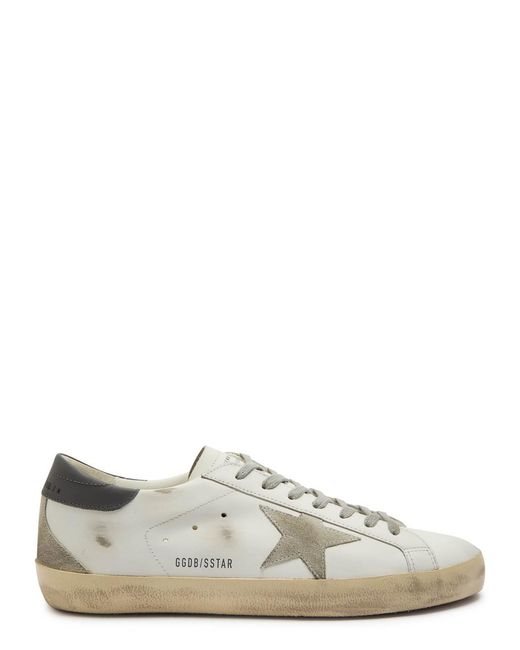 Golden Goose Deluxe Brand White Super Star Distressed Leather Sneakers for men