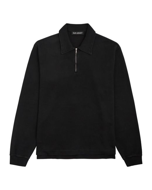 Our Legacy Black Lad Half-Zip Cotton Sweatshirt for men