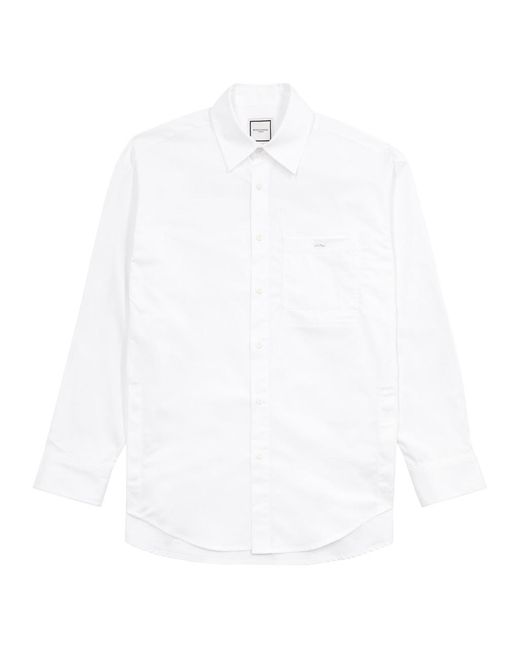 Wooyoungmi White Logo-Print Cotton-Poplin Shirt for men