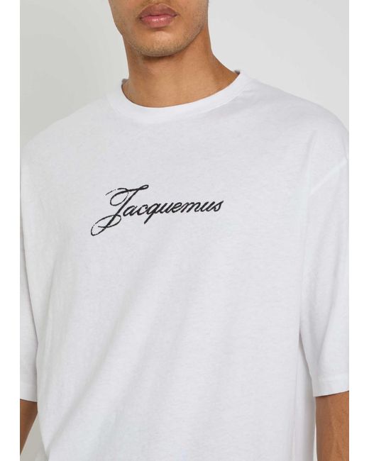 Jacquemus White Le T-Shirt Logo-Print Cotton T-Shirt for men