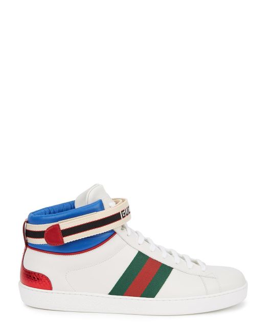 Gucci White Ace Stripe High-top Sneaker for men