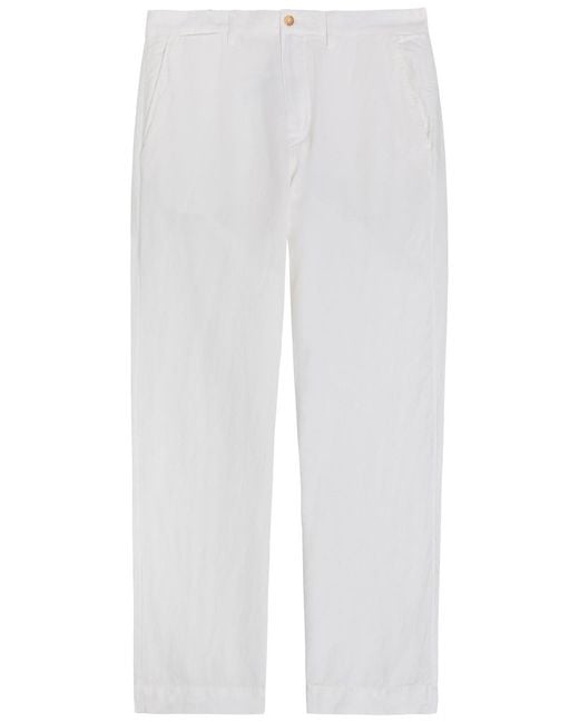 Polo Ralph Lauren White Bedford Linen And Cotton-Blend Trousers for men