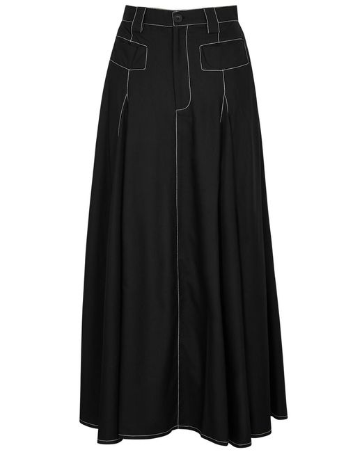 LOVEBIRDS Black Twill Maxi Skirt