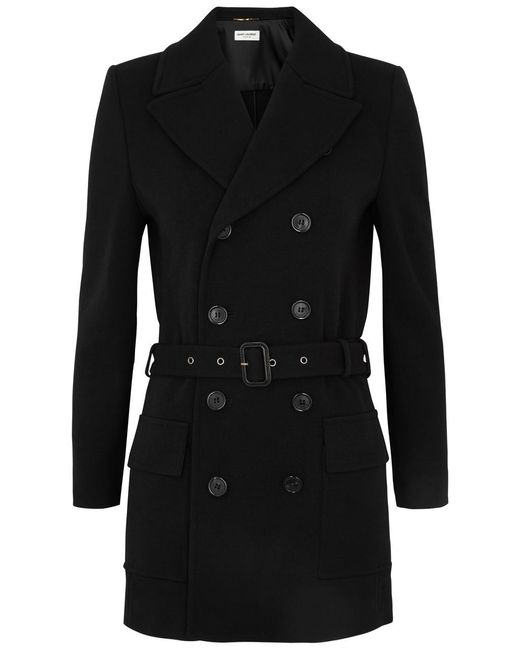 Saint Laurent Black Belted Wool-Blend Jacket