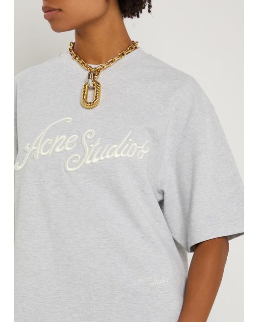 Acne White Logo-Embroidered Piqué Cotton T-Shirt