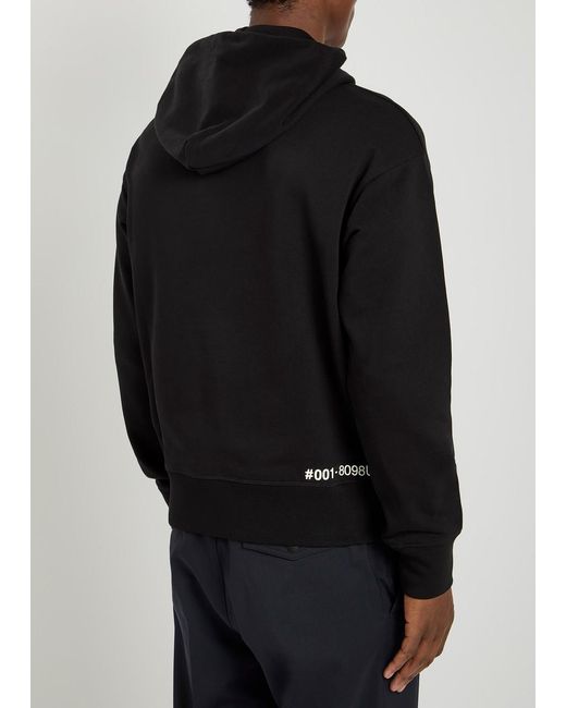 Moncler Black Rubberised Logo-Print Hooded Cotton Sweatshirt for men
