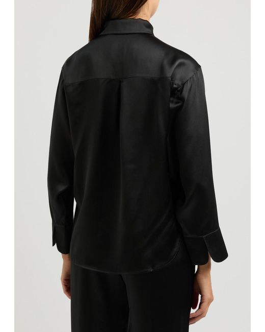 Fleur Of England Black Fleur Du Jour Silk-Satin Pyjama Shirt