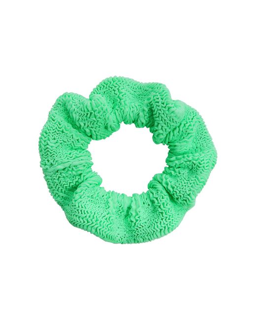 Hunza G Green Neon Seersucker Scrunchie
