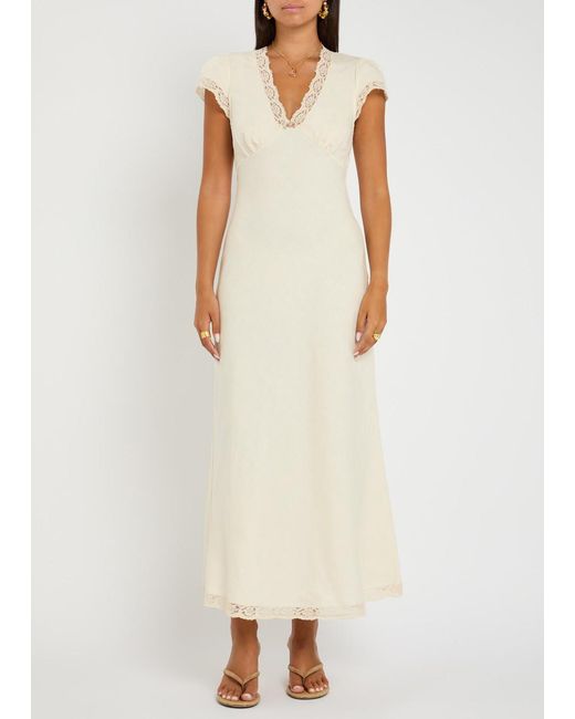 white christmas dresses Ordinia Silk-Velvet Devoré Gown in Bouquet Devoré Cream main image 1