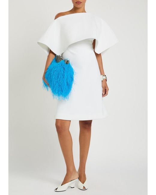 A.W.A.K.E. MODE White Cape-Effect Crepe Mini Dress