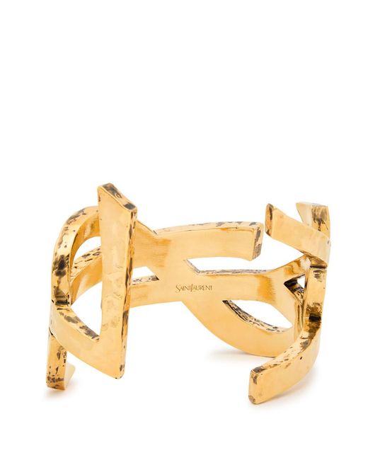 Saint Laurent Metallic Cassandre Logo Cuff